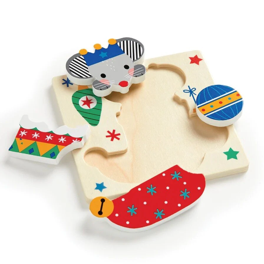 Mudpuppy Dřevěné puzzle sada 4 puzzle Vánoce