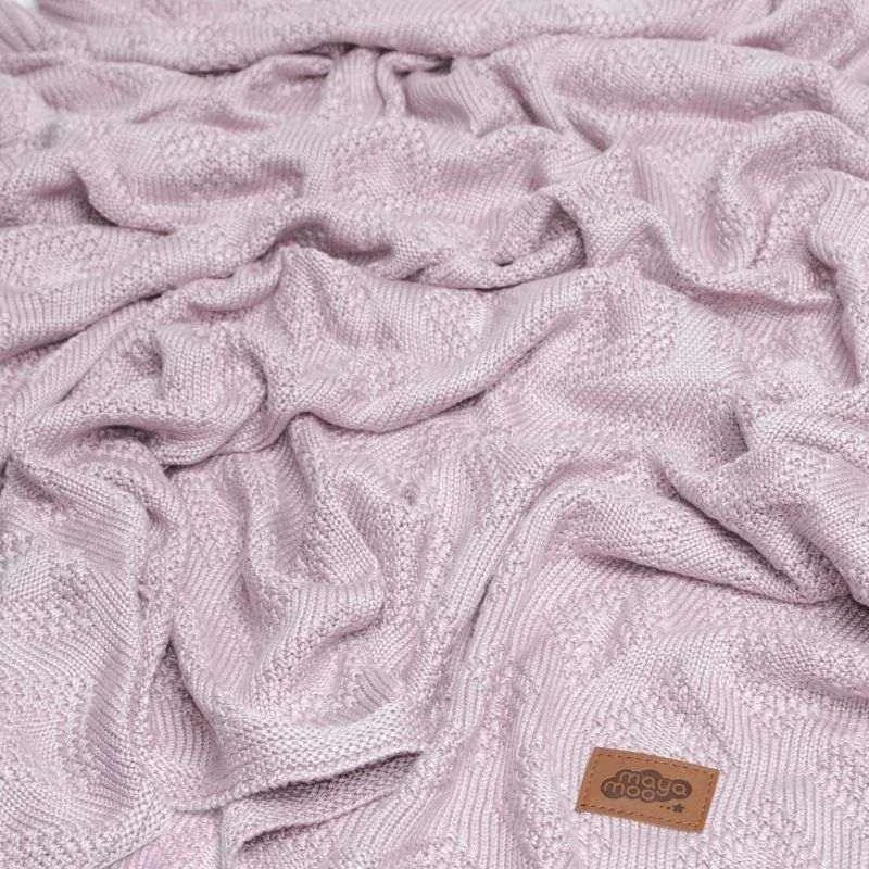 DETEXPOL Pletená bambusová deka do kočárku pudrově růžová  Bambus, 80/100 cm