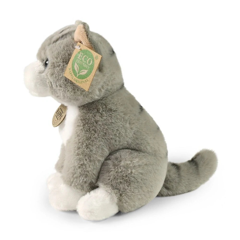 Rappa Plyšová kočka sedící šedá 23 cm SOFT COLLECTION, ECO-FRIENDLY