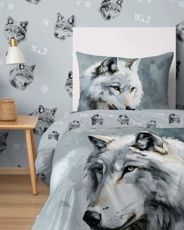 DETEXPOL Povlečení Vlk akvarel  Bavlna, 140/200, 70/80 cm