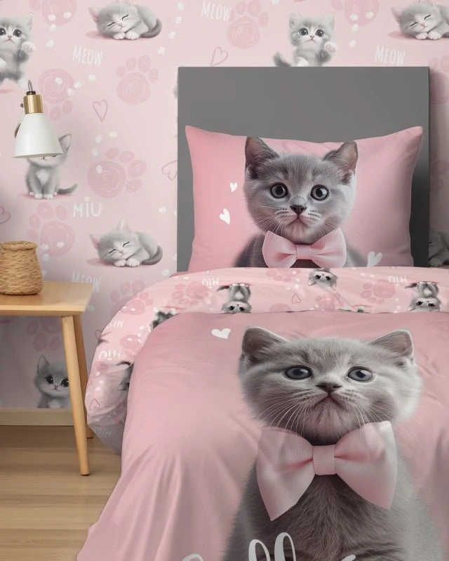 DETEXPOL Povlečení Kotě hello love Bavlna, 140/200, 70/80 cm
