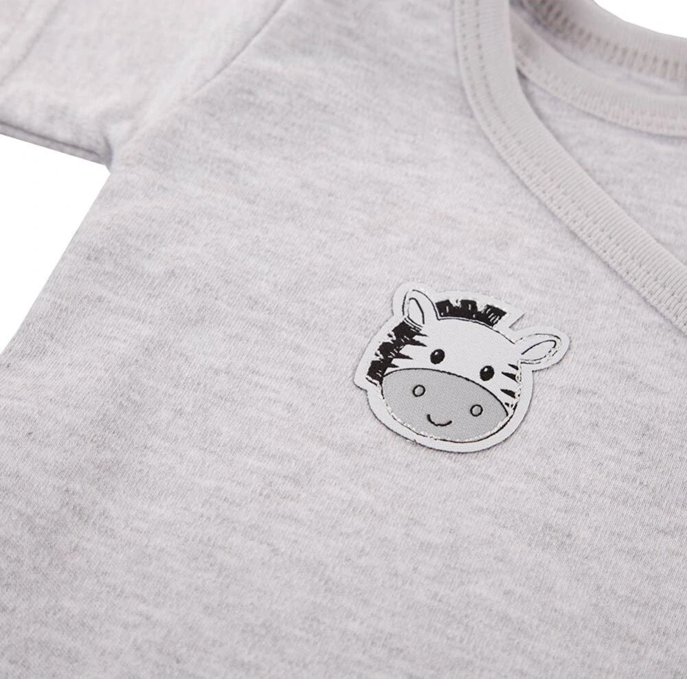 EEVI Kojenecké body dl. rukáv, zapínání bokem Zebra, šedé, vel.56