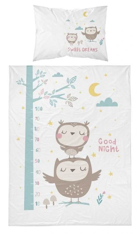 DETEXPOL Bambusové povlečení do postýlky Sovy hnědé  Bavlna, Bambus, 100/135, 40/60 cm