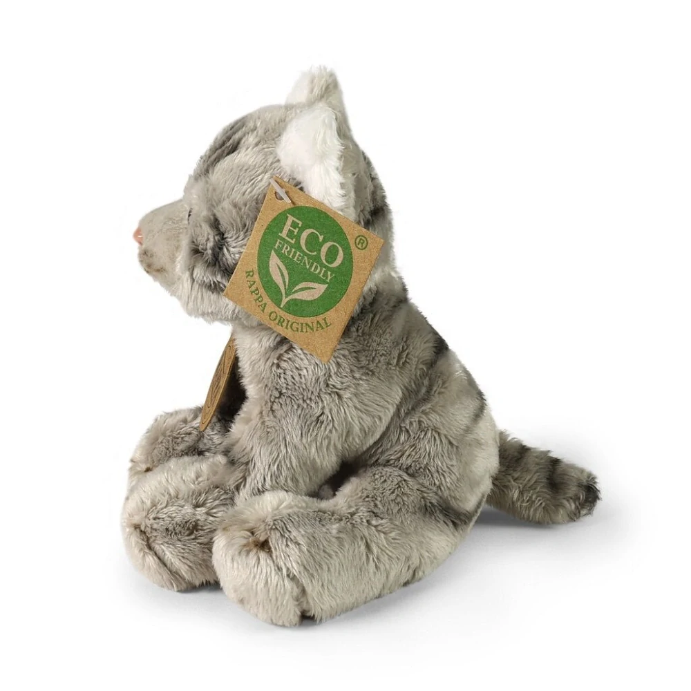 Rappa Plyšová kočka sedící šedá 14 cm ECO-FRIENDLY