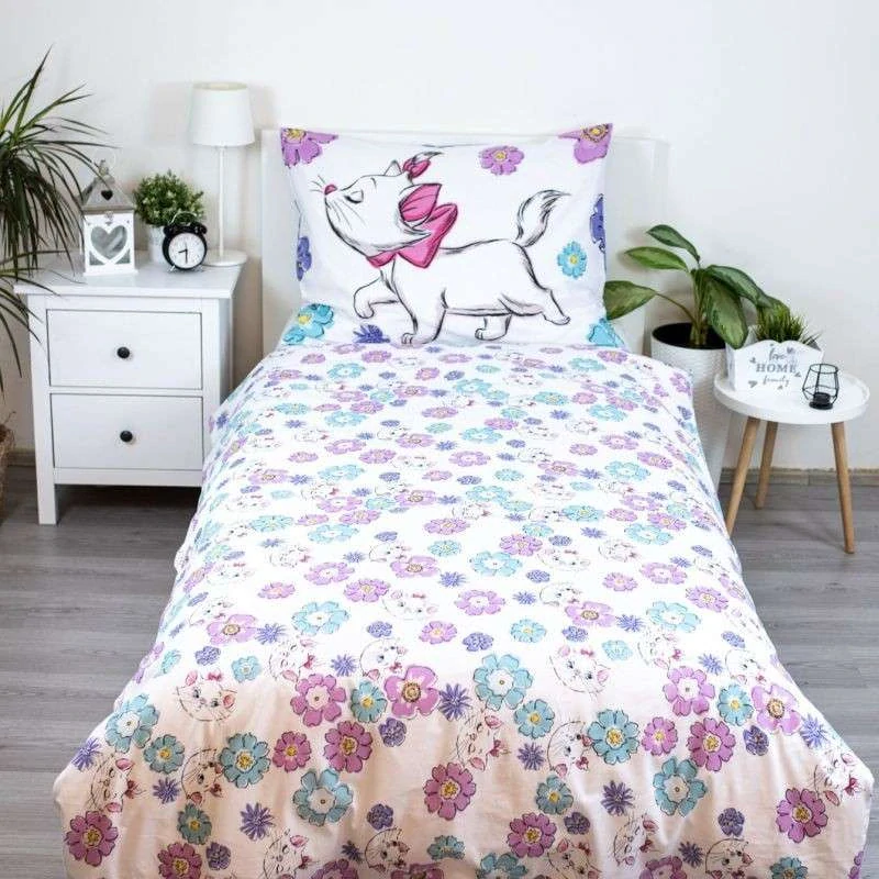 JERRY FABRICS Povlečení Kočička Marie Floral Bavlna, 140/200, 70/90 cm