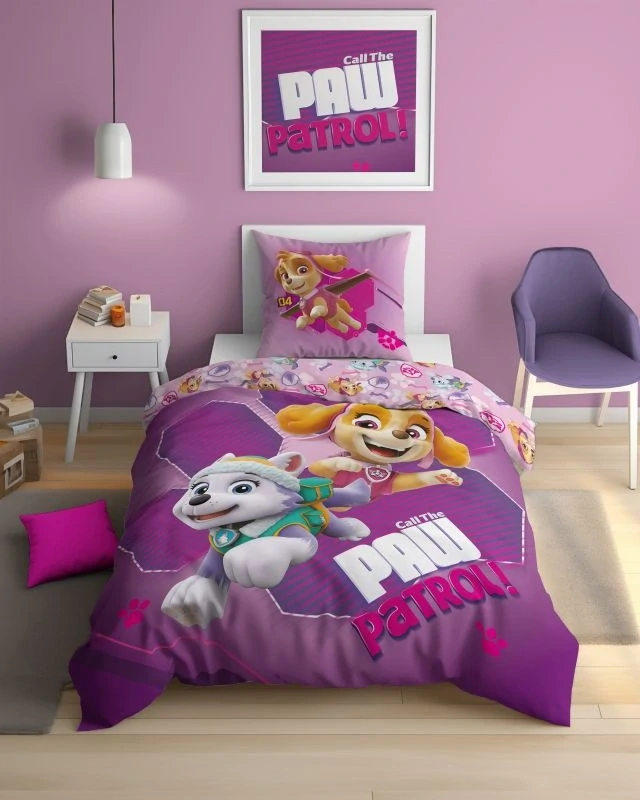 DETEXPOL Povlečení Paw Patrol lila svítící  Bavlna, 140/200, 70/80 cm