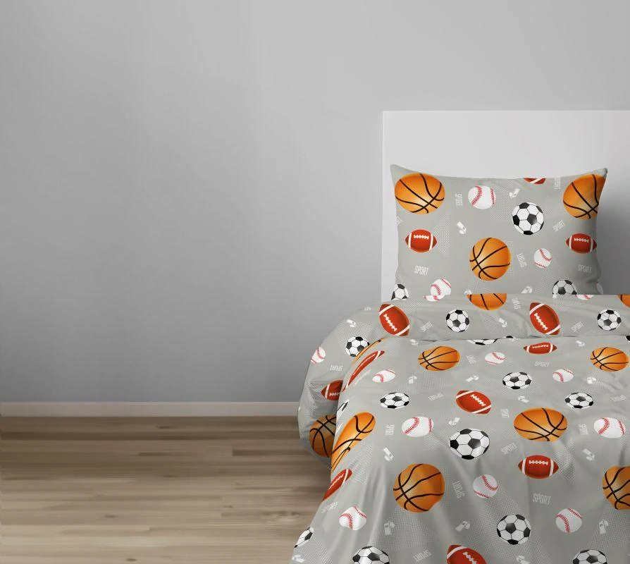 DETEXPOL Povlečení XOXO Míče na šedém  Bavlna, 140/200, 70/80 cm