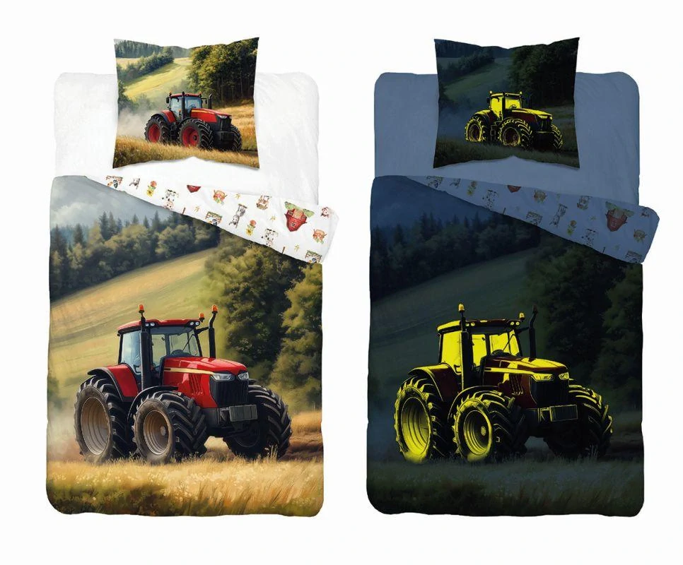 DETEXPOL Povlečení Traktor z hor svítící Bavlna, 140/200, 70/80 cm