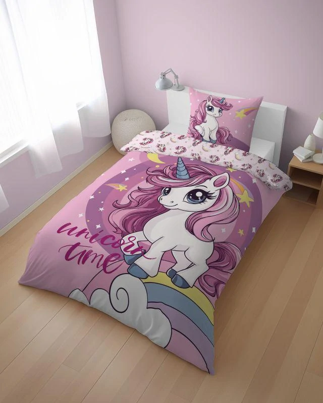 DETEXPOL Povlečení Jednorožec hvězdičky Bavlna, 140/200, 70/80 cm