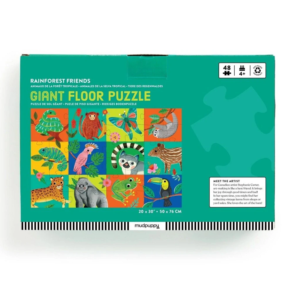 Mudpuppy Velké podlahové puzzle Kamarádi z deštněho pralesa 48 dílků
