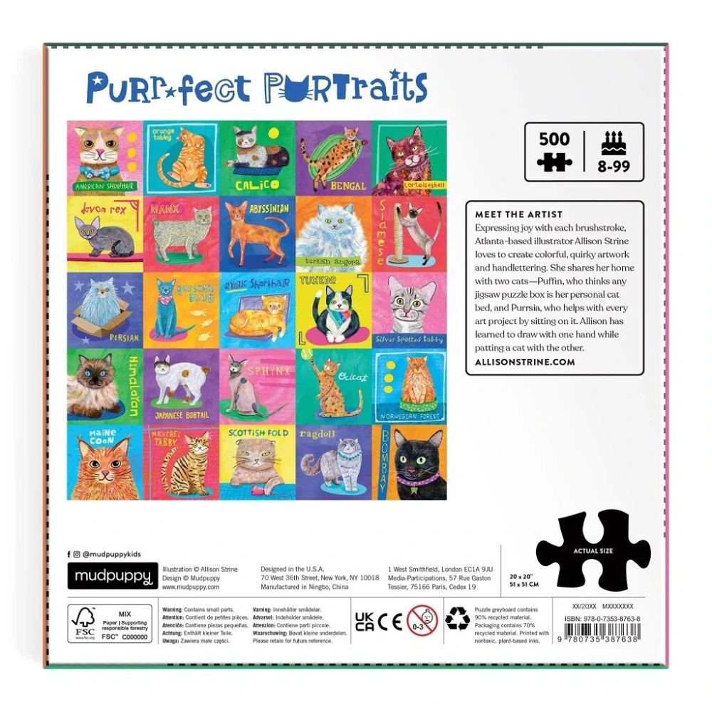 Mudpuppy Puzzle Portréty koček 500 dílků