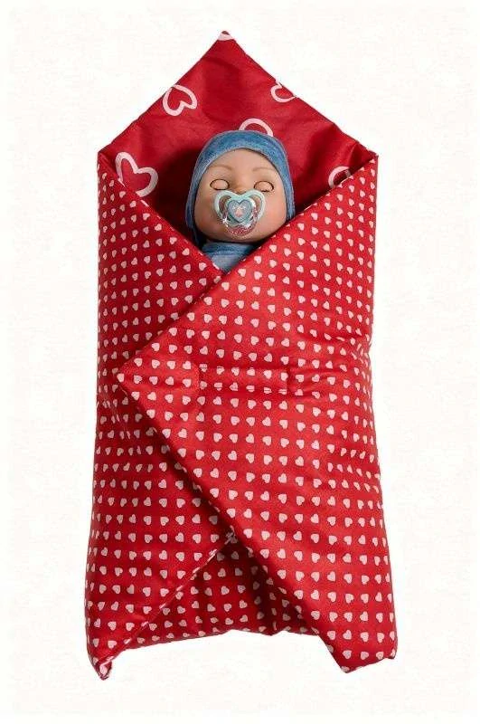 SDS Rychlozavinovačka pro panenky Srdíčka velká červená_Srdíčka malá červená Bavlna, výplň: Polyester, 1x 60x60 cm