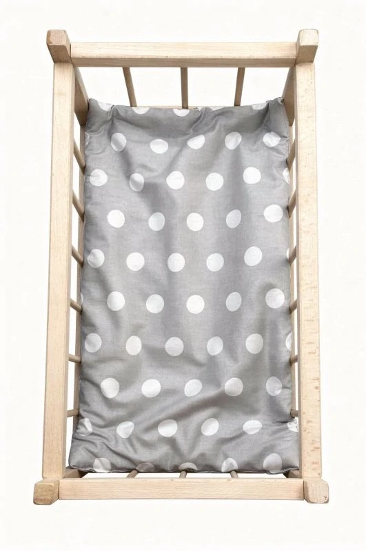 SDS Matrace do postýlky pro panenky Puntíky růžová_Puntíky šedá, Bavlna, výplň: Polyester, 50x28 cm