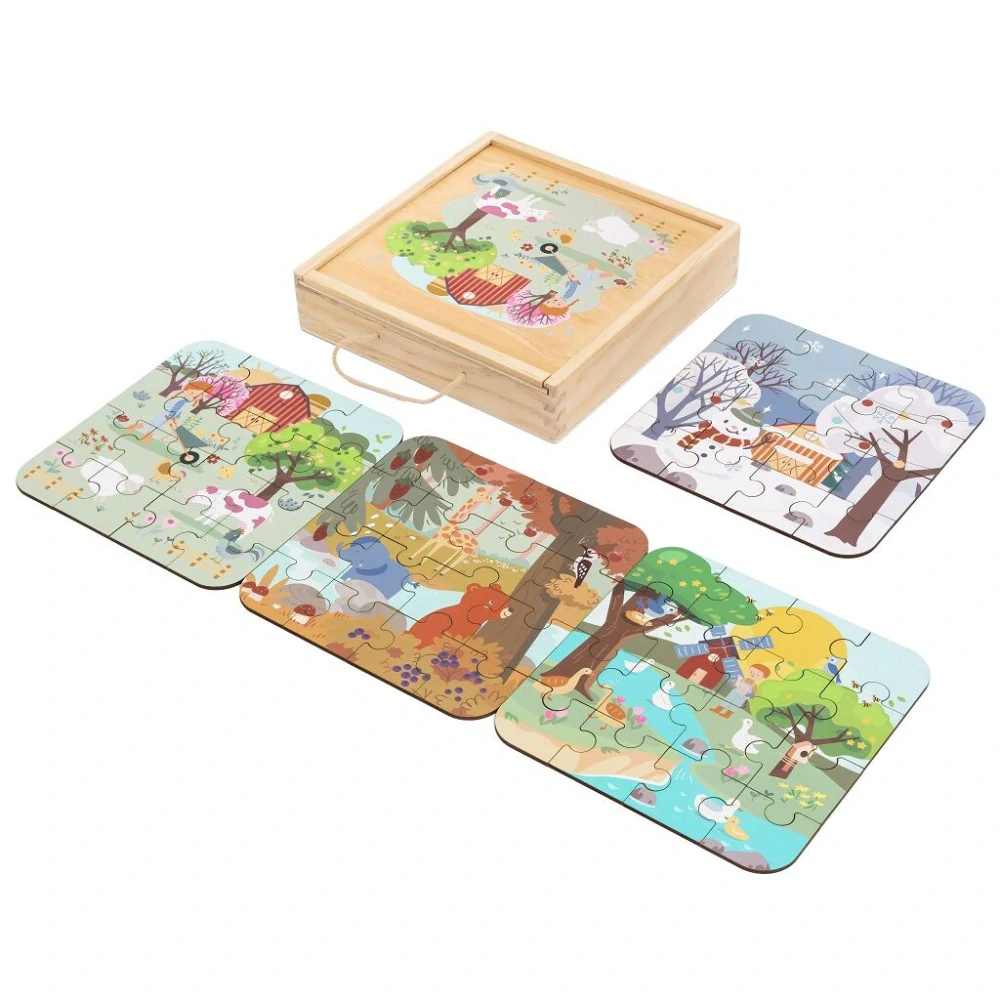 2Kids Toys Puzzle v dřevěné krabici Čtyři roční období
