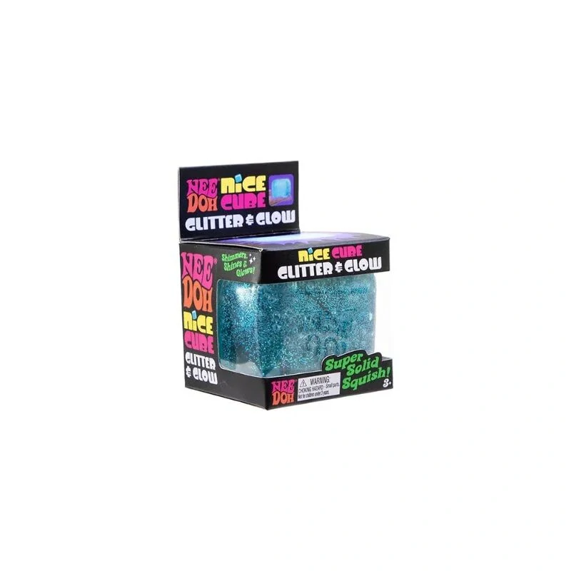Schylling NeeDoh Nice Cube Glow Třpytivá antistresová kostka svítící ve tmě