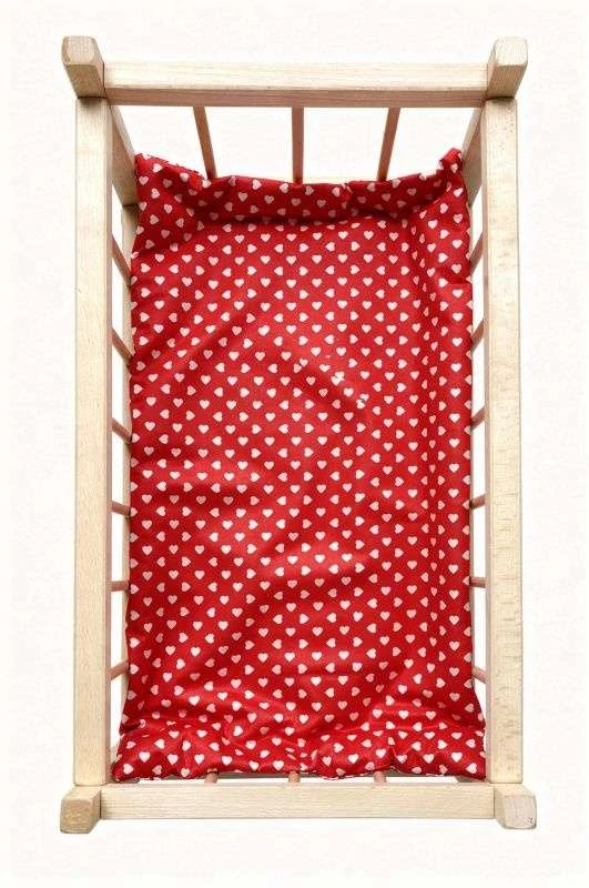 SDS Matrace do postýlky pro panenky Srdíčka velká červená_Srdíčka malá červená,  Bavlna, výplň: Polyester, 50x28 cm