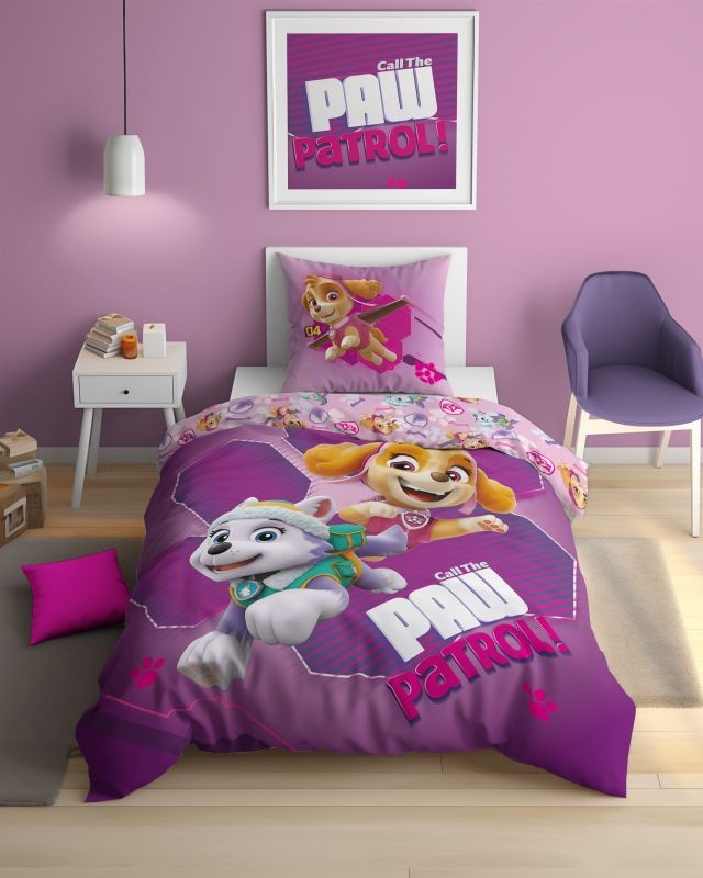 DETEXPOL Povlečení Paw Patrol lila svítící Bavlna, 140/200, 70/80 cm