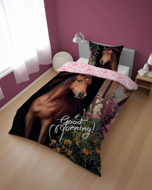 DETEXPOL Povlečení Kůň dobré ráno Bavlna, 140/200, 70/80 cm