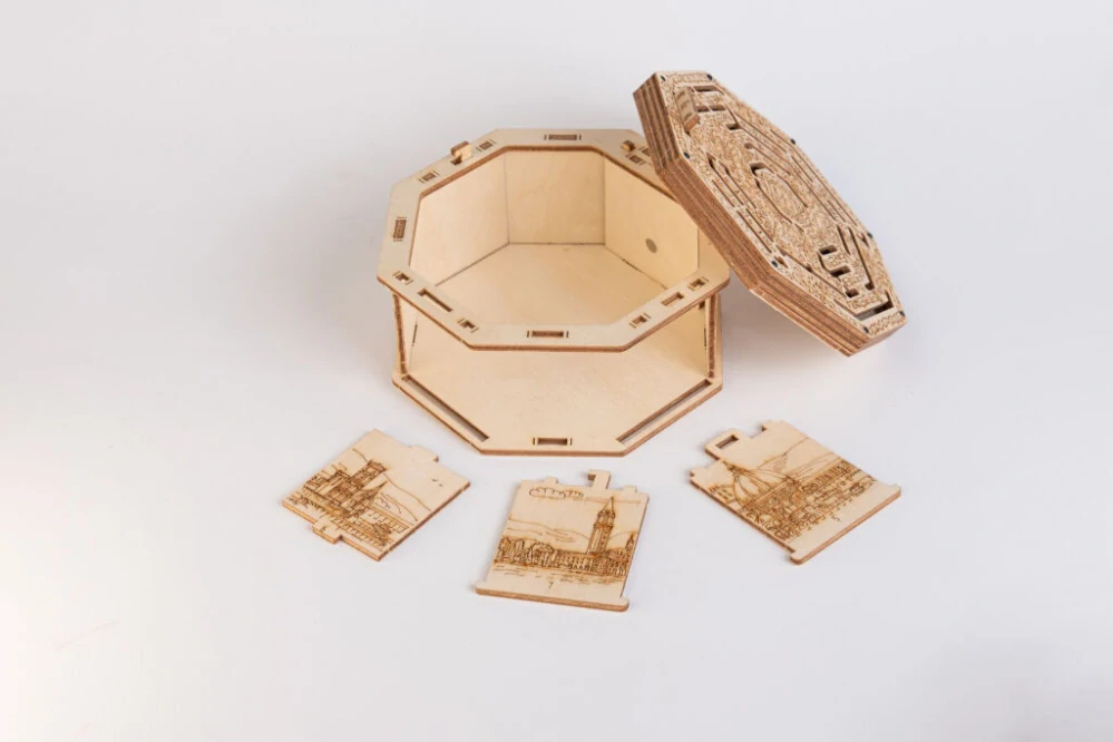 EscapeWelt 3D dřevěná skládačka hlavolamu Secret Maze Box