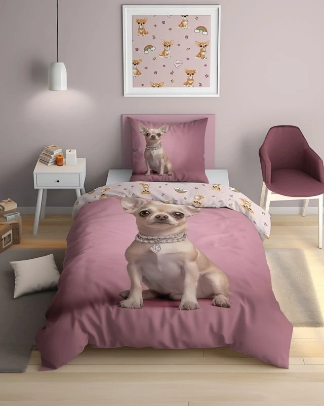 DETEXPOL Povlečení Čivava svítící Bavlna, 140/200, 70/80 cm