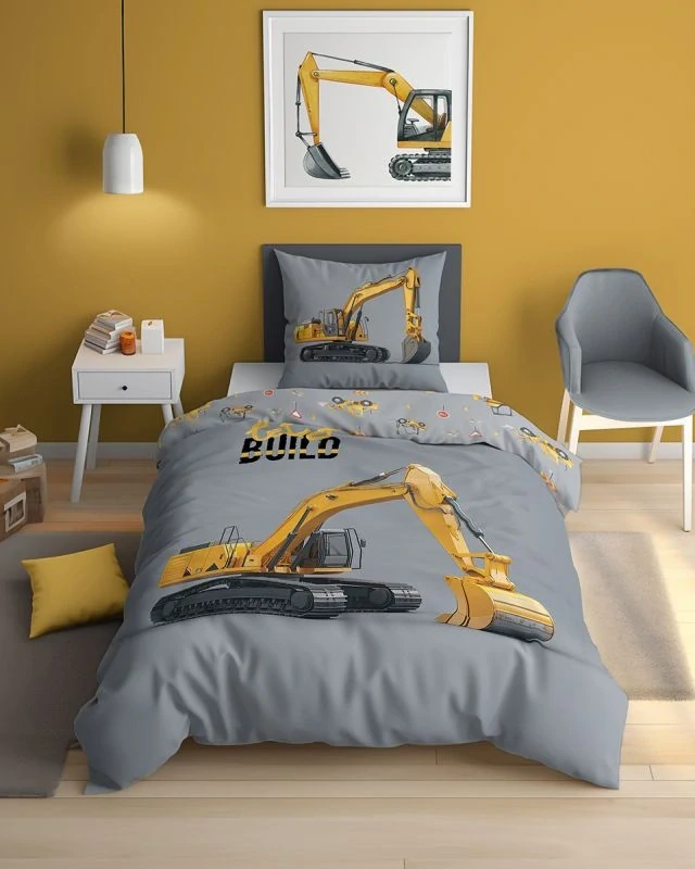 DETEXPOL Povlečení Bagr svítící Bavlna, 140/200, 70/80 cm