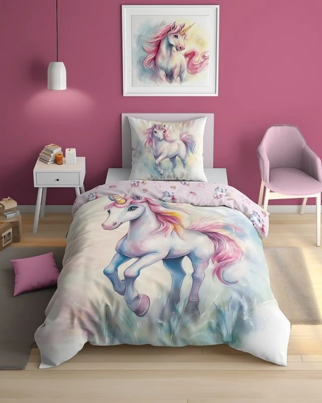 DETEXPOL Povlečení Jednorožec pastel svítící Bavlna, 140/200, 70/80 cm