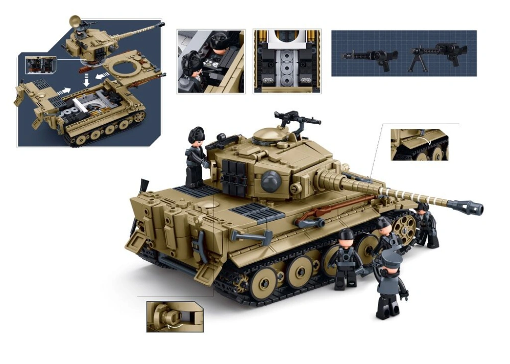 Sluban Model Bricks M38-B1533 Těžký tank Tiger E-S 1944 v měřítku 1:35