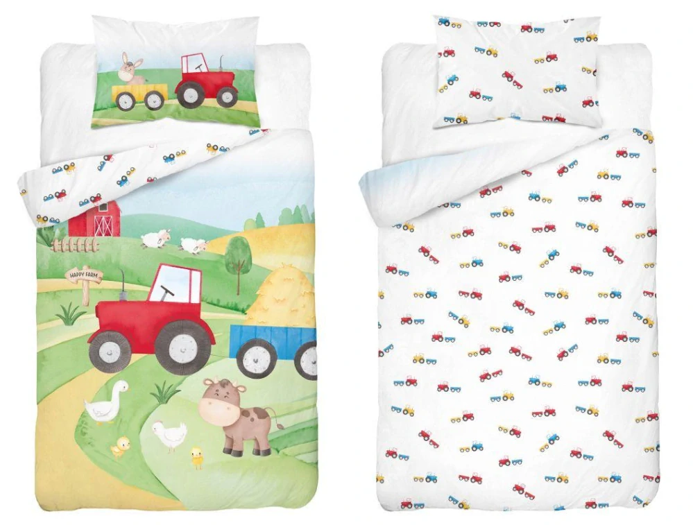 DETEXPOL Bambusové povlečení do postýlky Šťastná farma červená  Bavlna, Bambus, 100/135, 40/60 cm