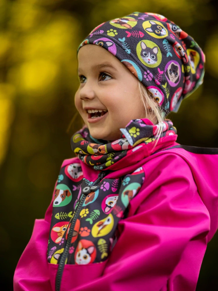 Unuo Dětský nákrčník z fleecu Basic Kočka pes Holka