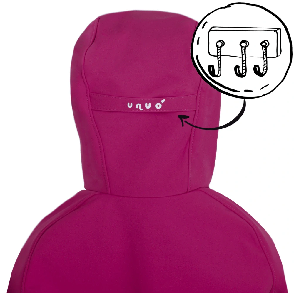 Unuo Dětská softshellová bunda bez zateplení Basic Tm. růžová malinová Květinky 110/116