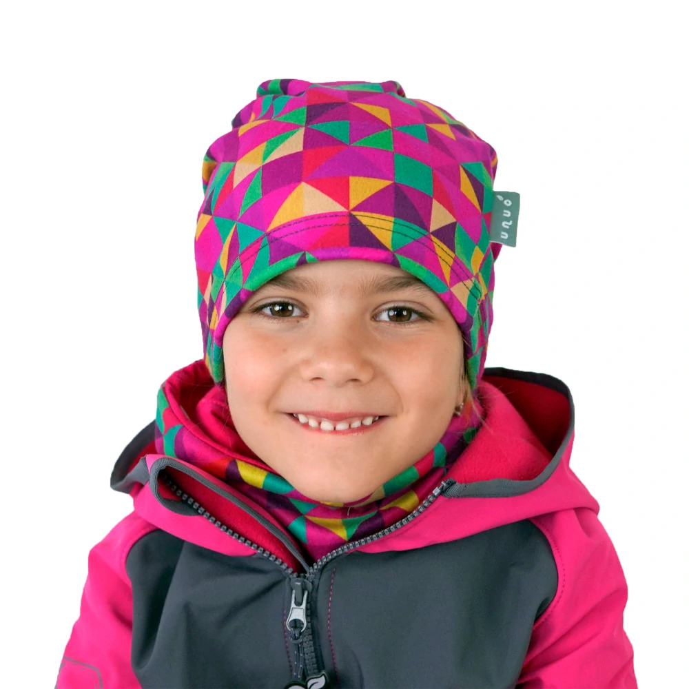 Unuo Dětská čepice fleecová Homeless Triangl Holka XS (42-44 cm)