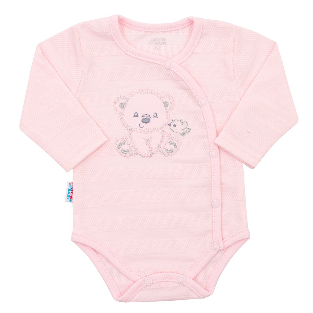 New Baby Kojenecká soupravička do porodnice v krabičce Sweet Bear Růžová, vel.56