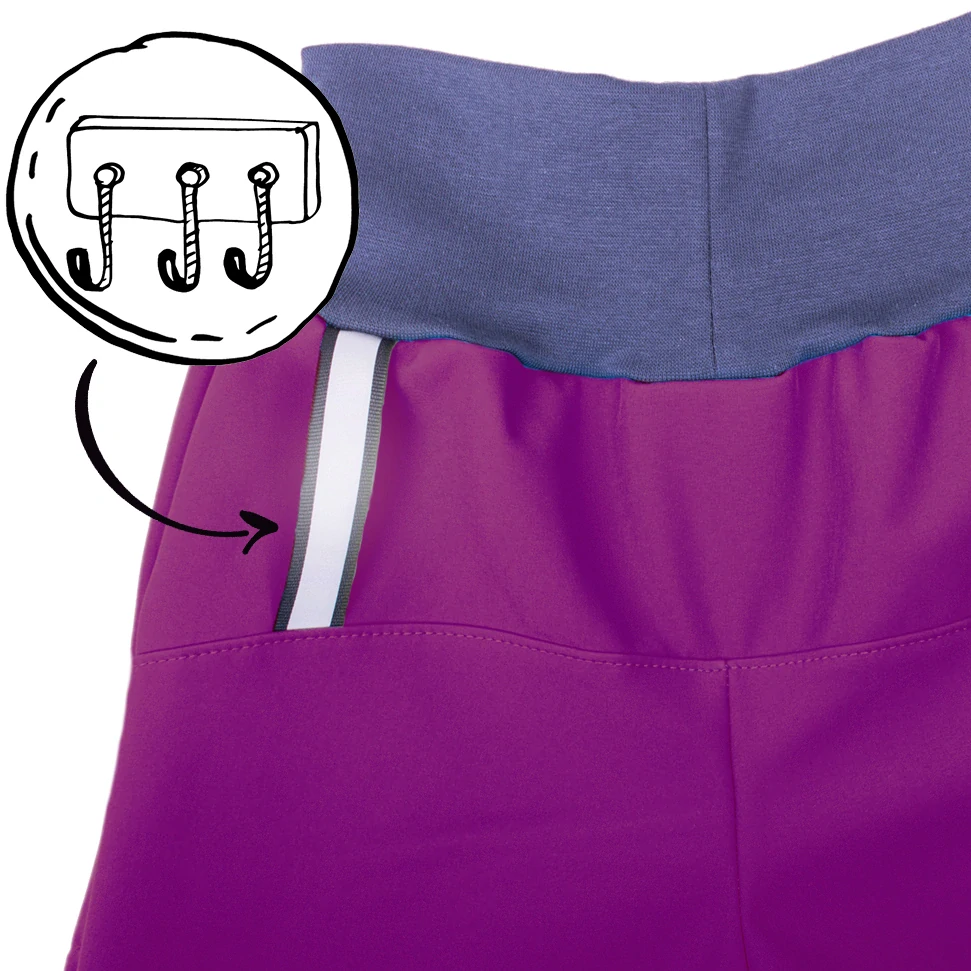 Unuo Dětské softshellové kalhoty s fleecem Basic Ostružinová 98/104