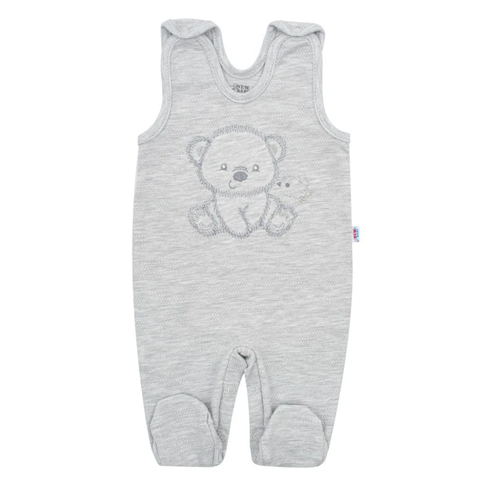 New Baby Kojenecká soupravička do porodnice v krabičce Sweet Bear Šedá, vel.56