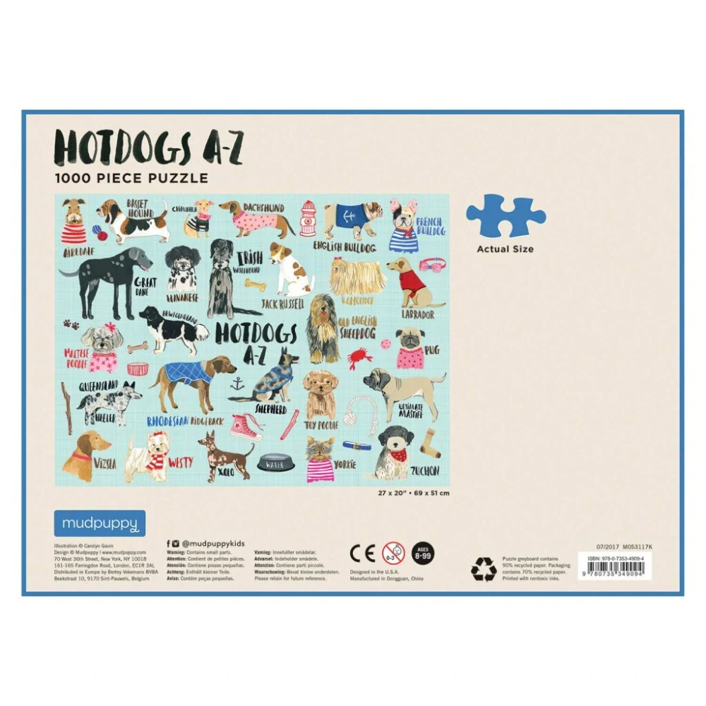 Mudpuppy Puzzle Hot dogs A-Z 1000 dílků