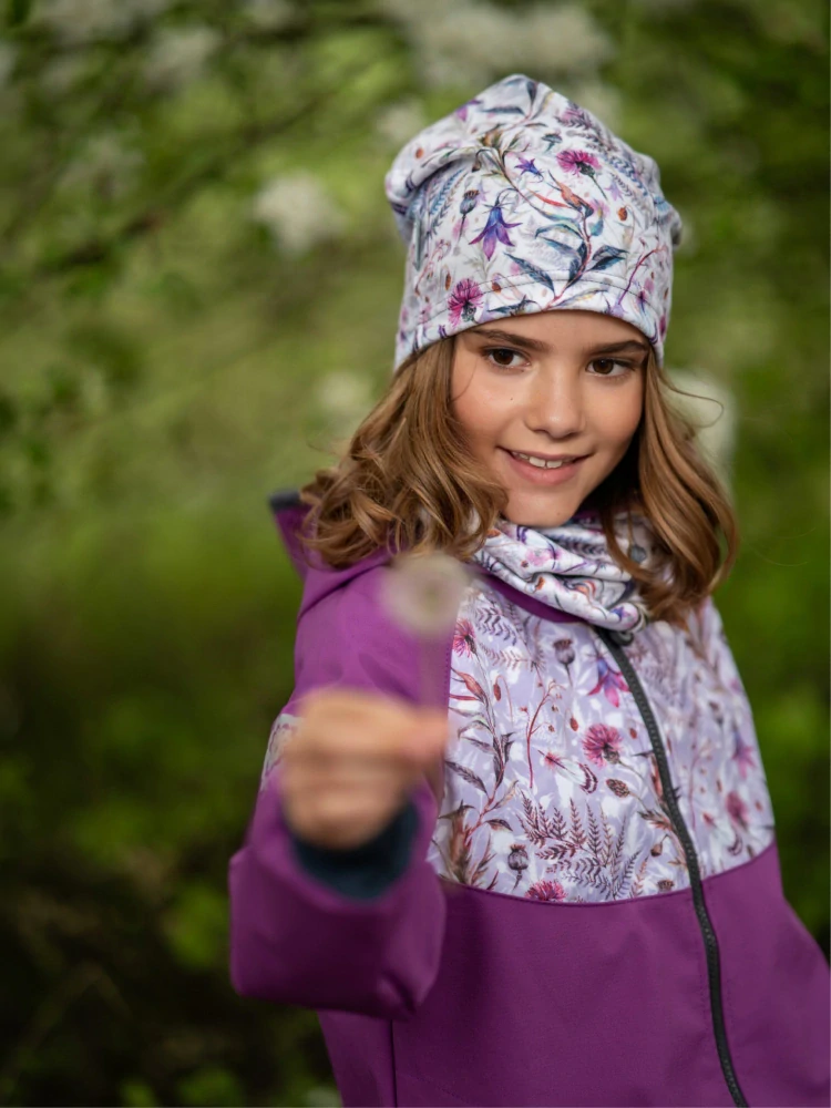 Unuo Dětská čepice fleecová Homeless Louka s konvalinkami S (45-48 cm)