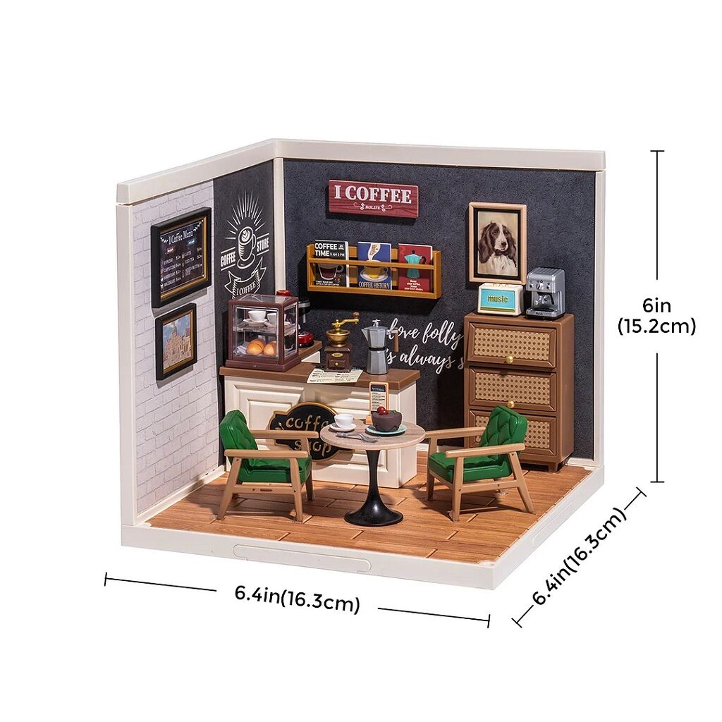 RoboTime 3D dřevěná skládačka Miniatura domečku Kavárna inspirací