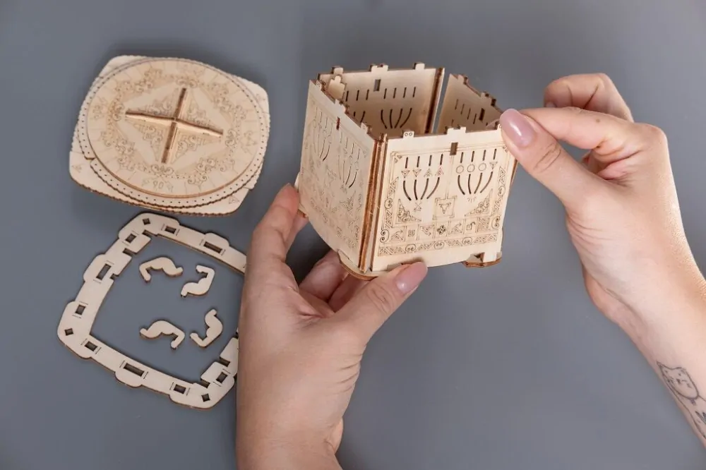 EscapeWelt 3D dřevěná skládačka hlavolamu Secret Lock Box