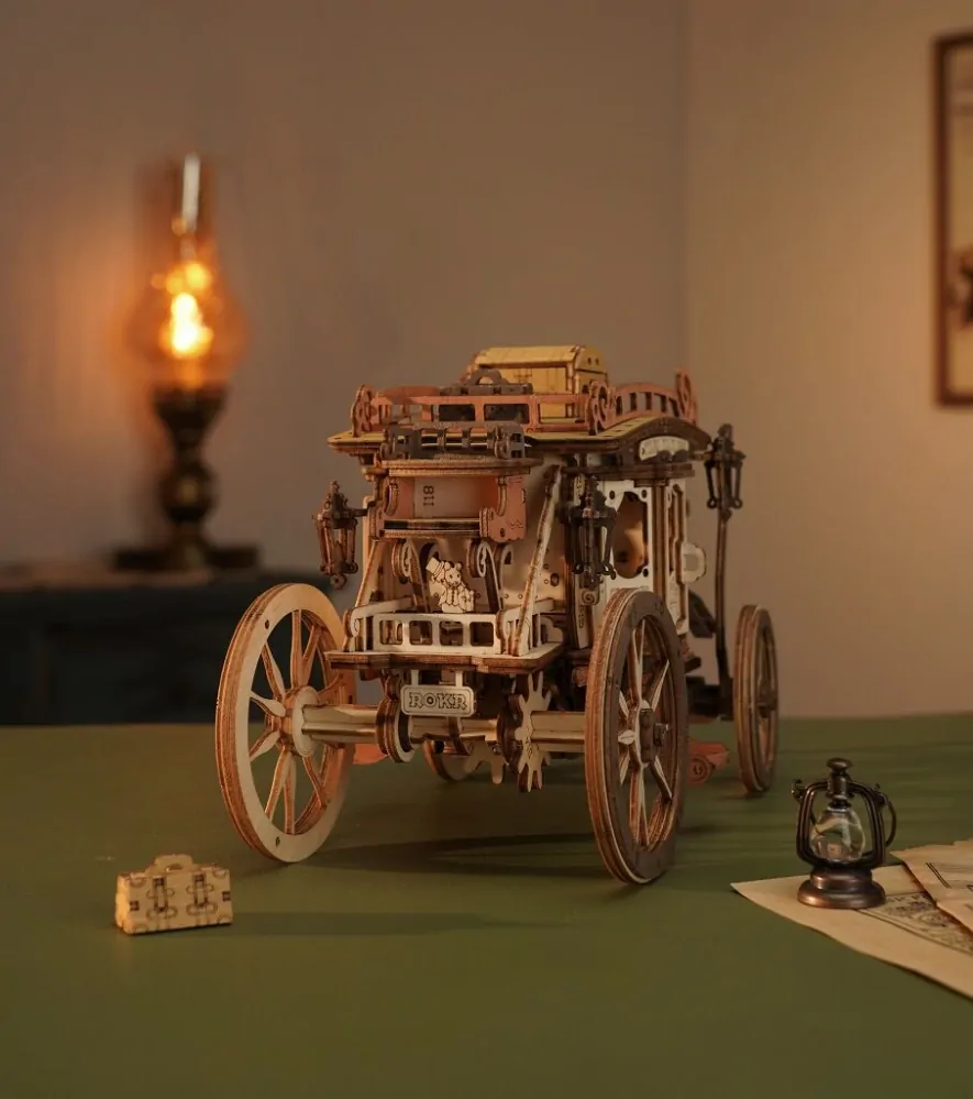 RoboTime 3D dřevěná skládačka hrací skříňky Dostavník