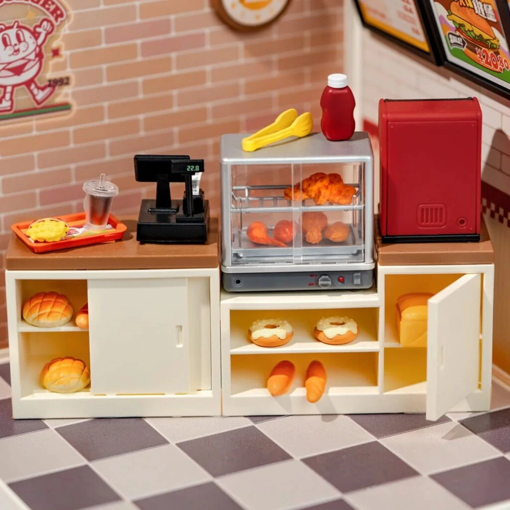 RoboTime 3D dřevěná skládačka Miniatura domečku Restaurace Mňam, mňam burger