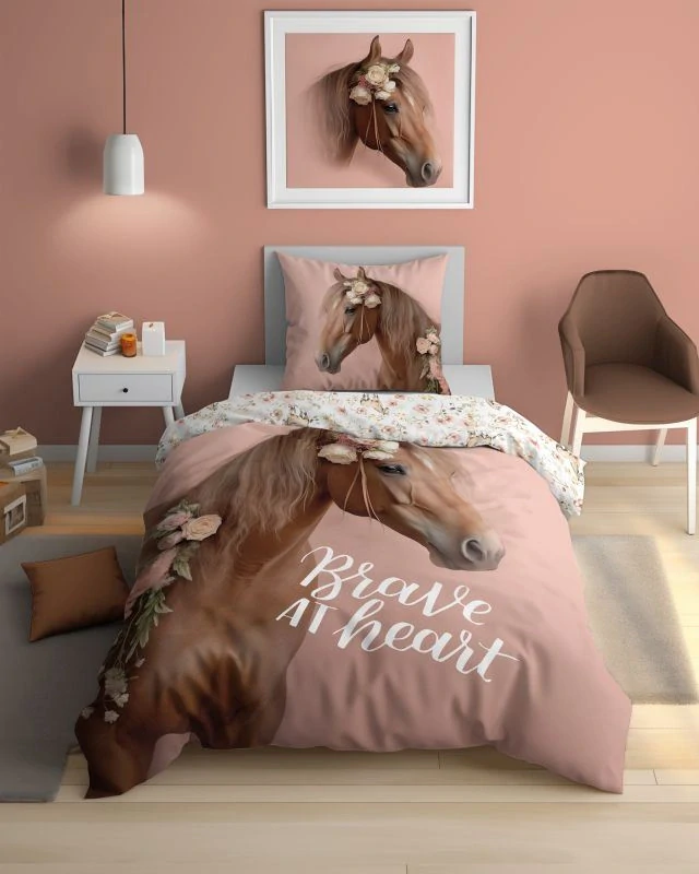 DETEXPOL Povlečení Kůň romantic heart svítící Bavlna, 140/200, 70/80 cm