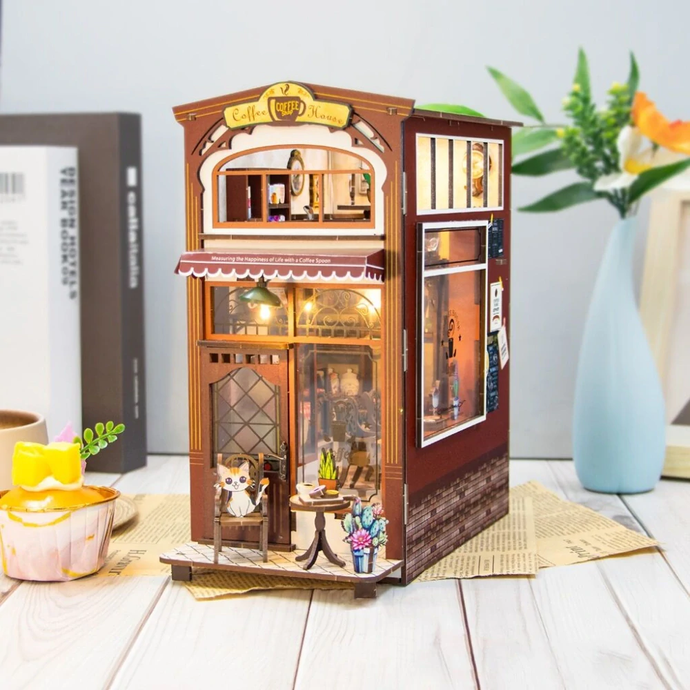2Kids Toys 3D skládačka Zarážka na knihy Miniatura domečku Kavárna