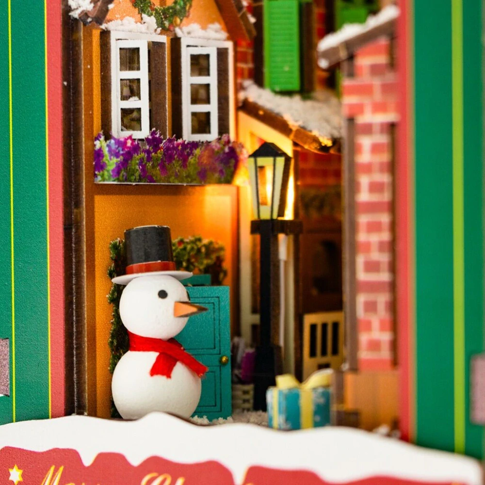 2Kids Toys 3D skládačka Zarážka na knihy Miniatura domečku Bílé Vánoce