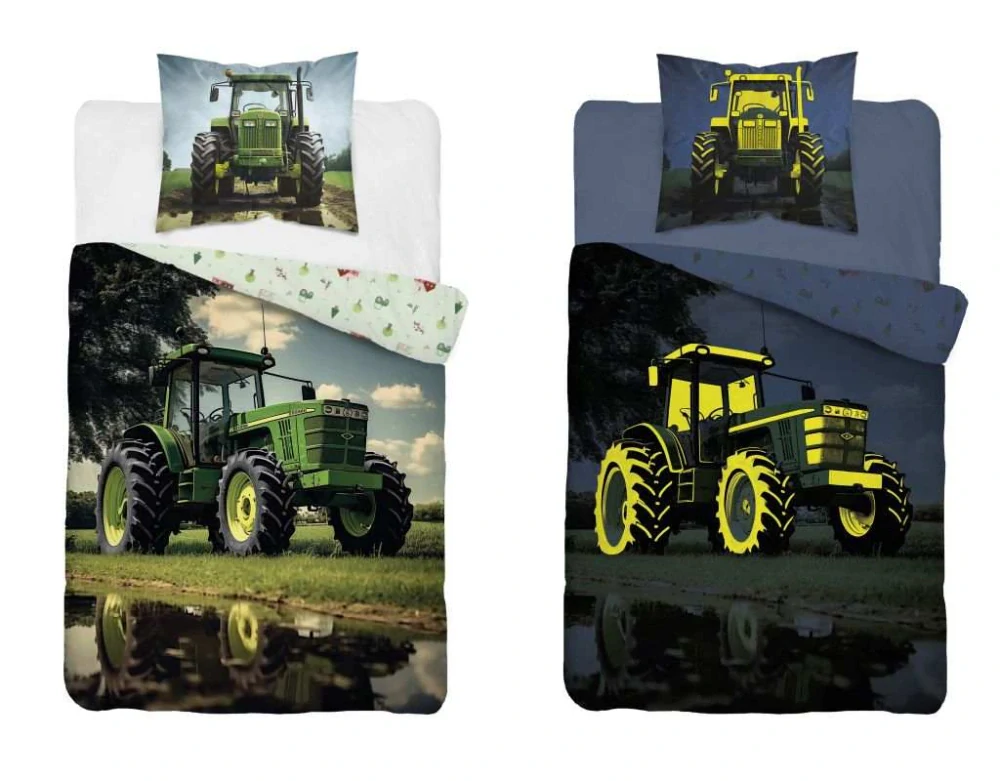 DETEXPOL Povlečení Traktor svítící Bavlna, 140/200, 70/80 cm