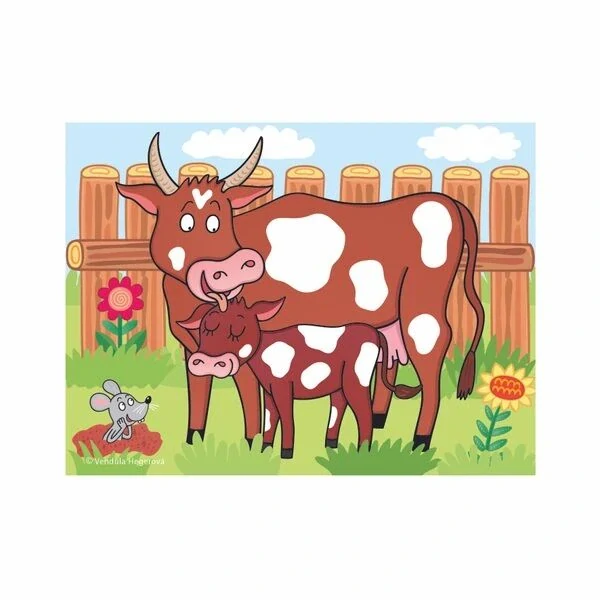 Dino Dřevěné kostky Domácí zvířátka 12 ks