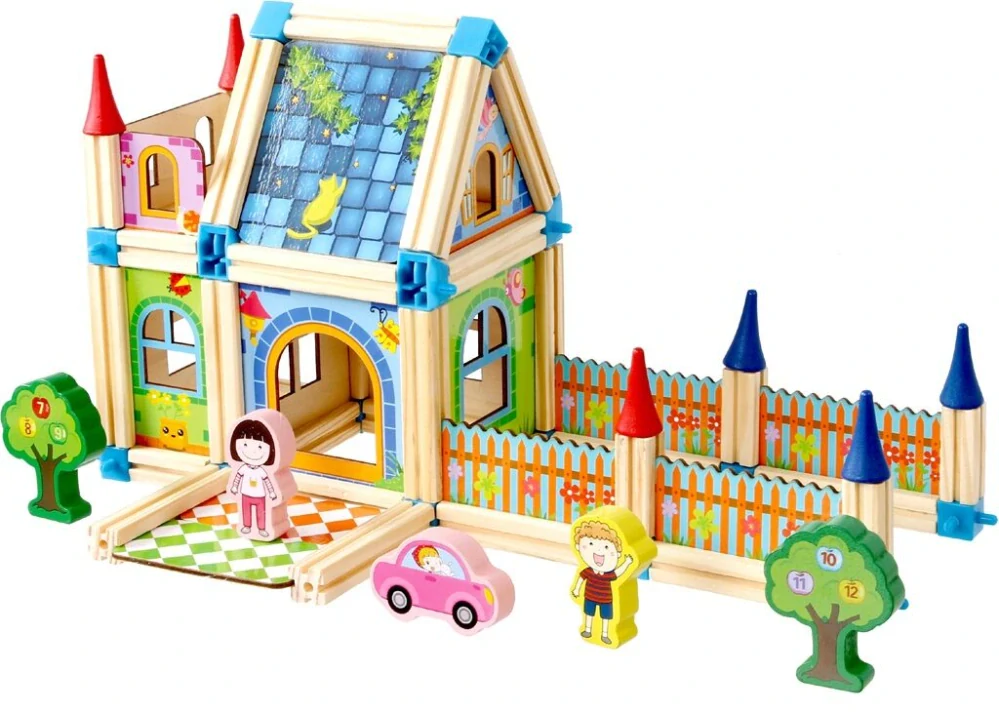 2Kids Toys Dřevěná stavebnice Zámek barevný