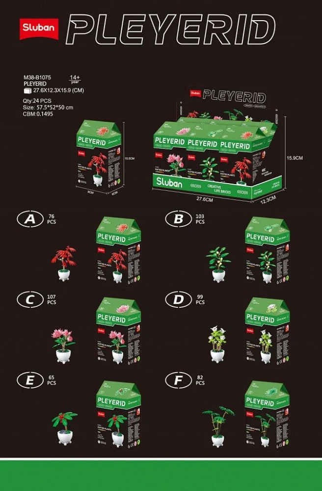 Sluban Flowers M38-B1075B Tropická rostlina v květináči