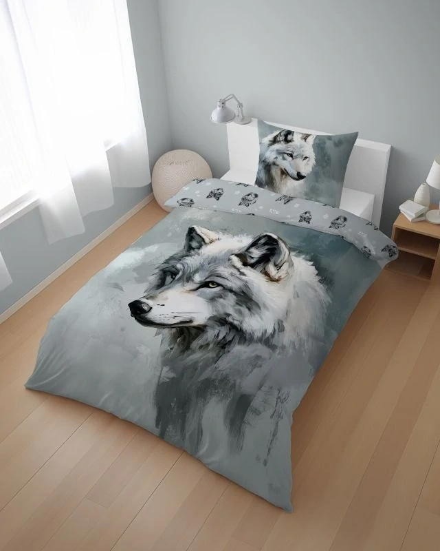 DETEXPOL Povlečení Vlk akvarel  Bavlna, 140/200, 70/80 cm