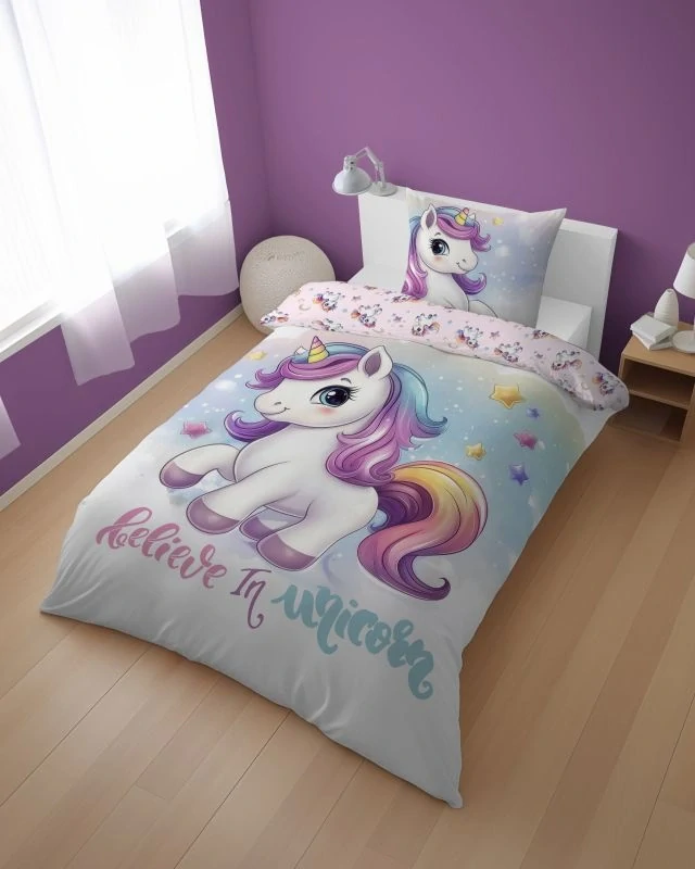 DETEXPOL Povlečení Jednorožec Believe  Bavlna, 140/200, 70/80 cm