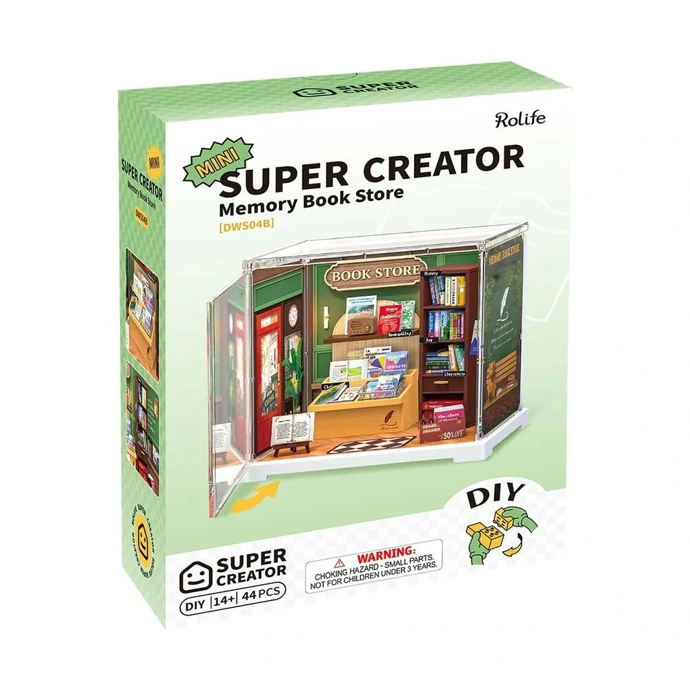 RoboTime 3D dřevěná skládačka Miniatura domečku mini Knihkupectví